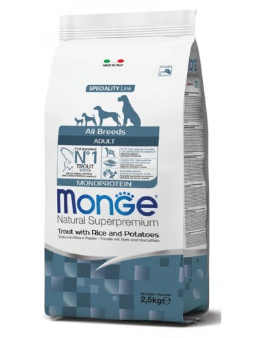 Monge Natural Superpremium All Breeds Adult Monoprotein Trota con Riso e Patate 2,5KG