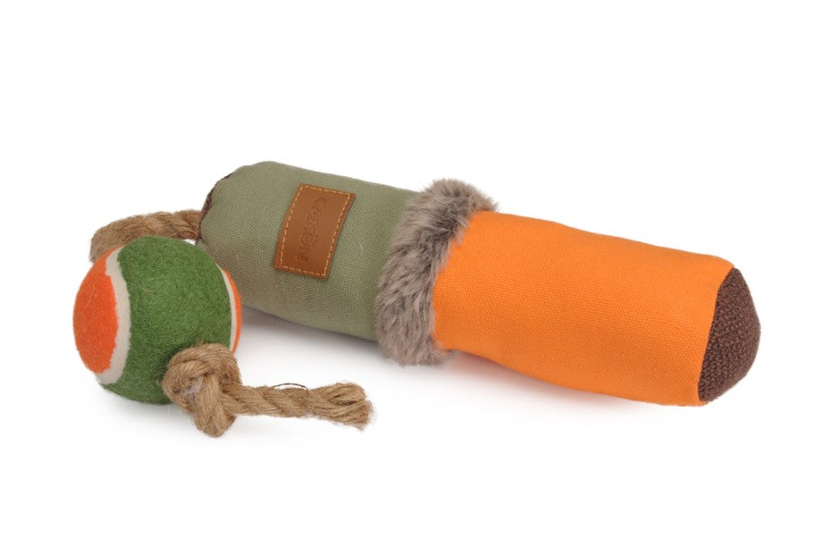 Gioco per cani - Bastone e palla da tennis in canvas con squeaker