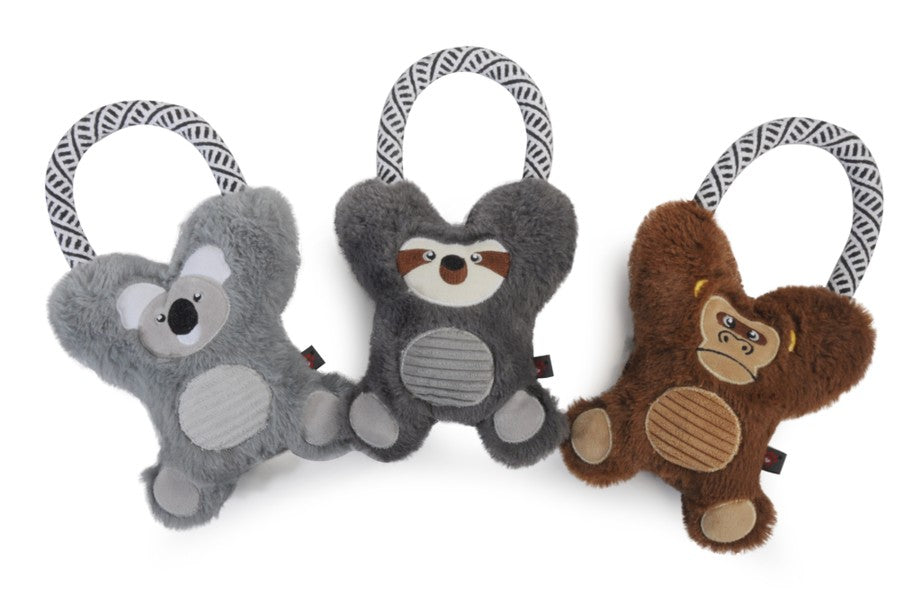 Gioco per cani - koala, bradipo e gorilla con maniglia e squeaker