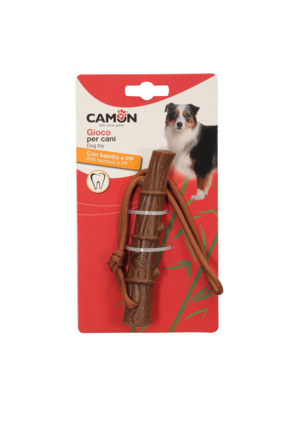 Gioco per cani - bastoncino con bambù e corda
