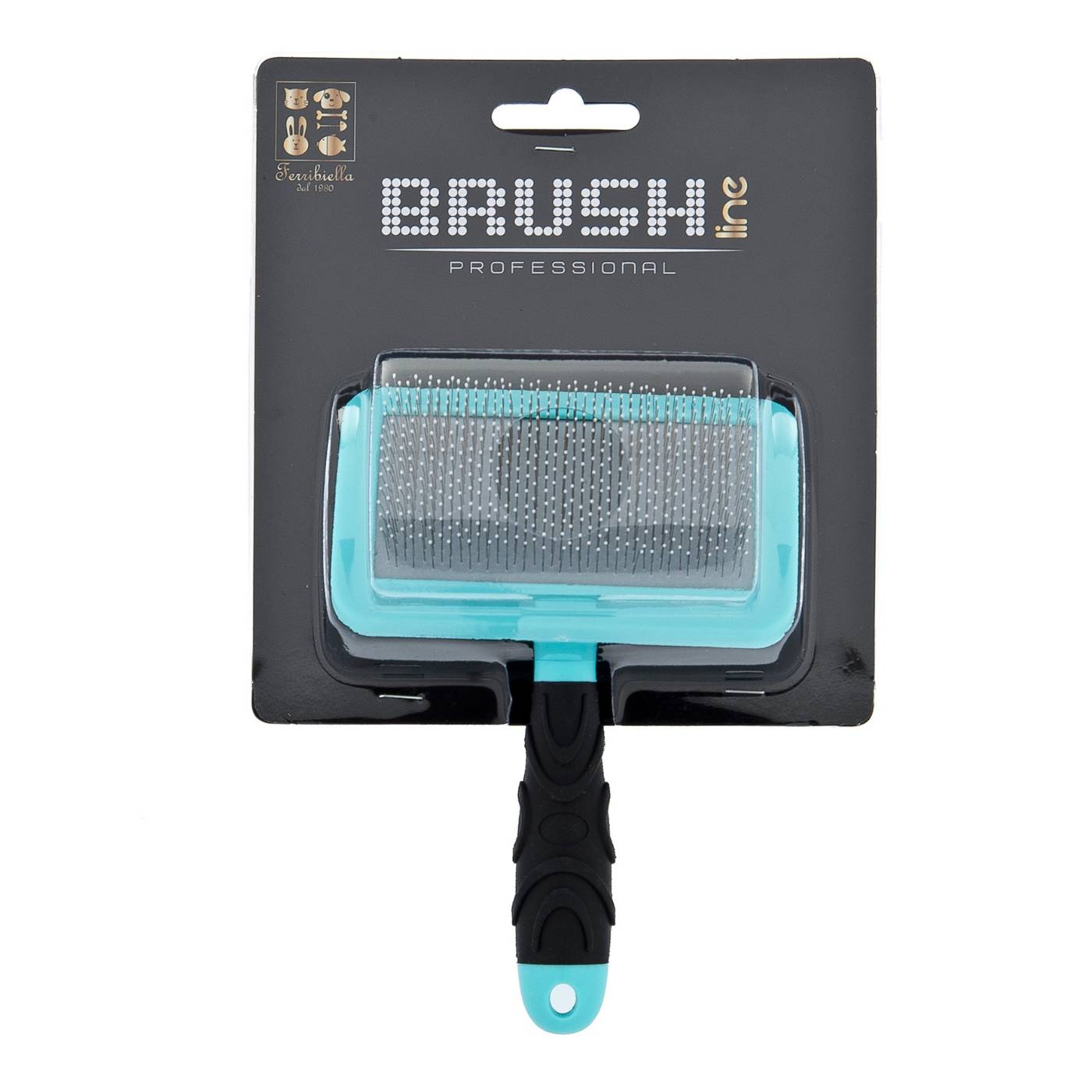 Ferribiella Spazzola Cardatore con Punte Ricoperte per Cani e Gatti