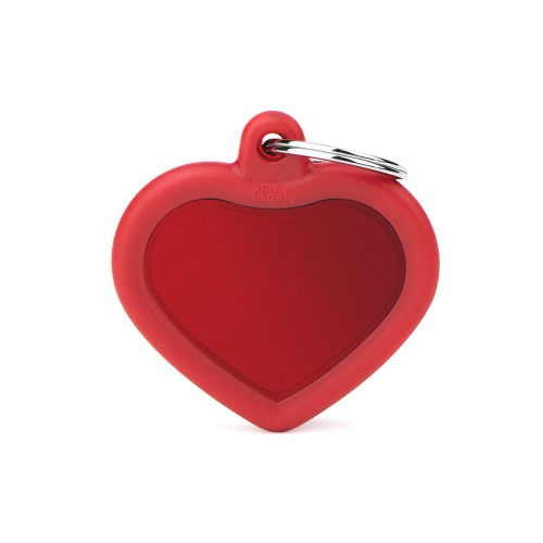MY FAMILY Medaglietta Hushtag Cuore Rosa in Alluminio con Gomma