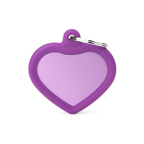 MY FAMILY Medaglietta Hushtag Cuore Rosa in Alluminio con Gomma