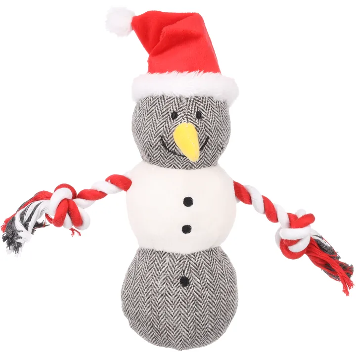 pupazzo resistente in stoffa e corda, pupazzo di neve per cane, gioco resistente per cani