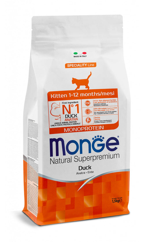 Monge Natural Superpremium Kitten Monoprotein – Anatra 1,5 KG