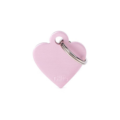 MY FAMILY Medaglietta Hushtag Cuore Rosa in Alluminio con Gomma