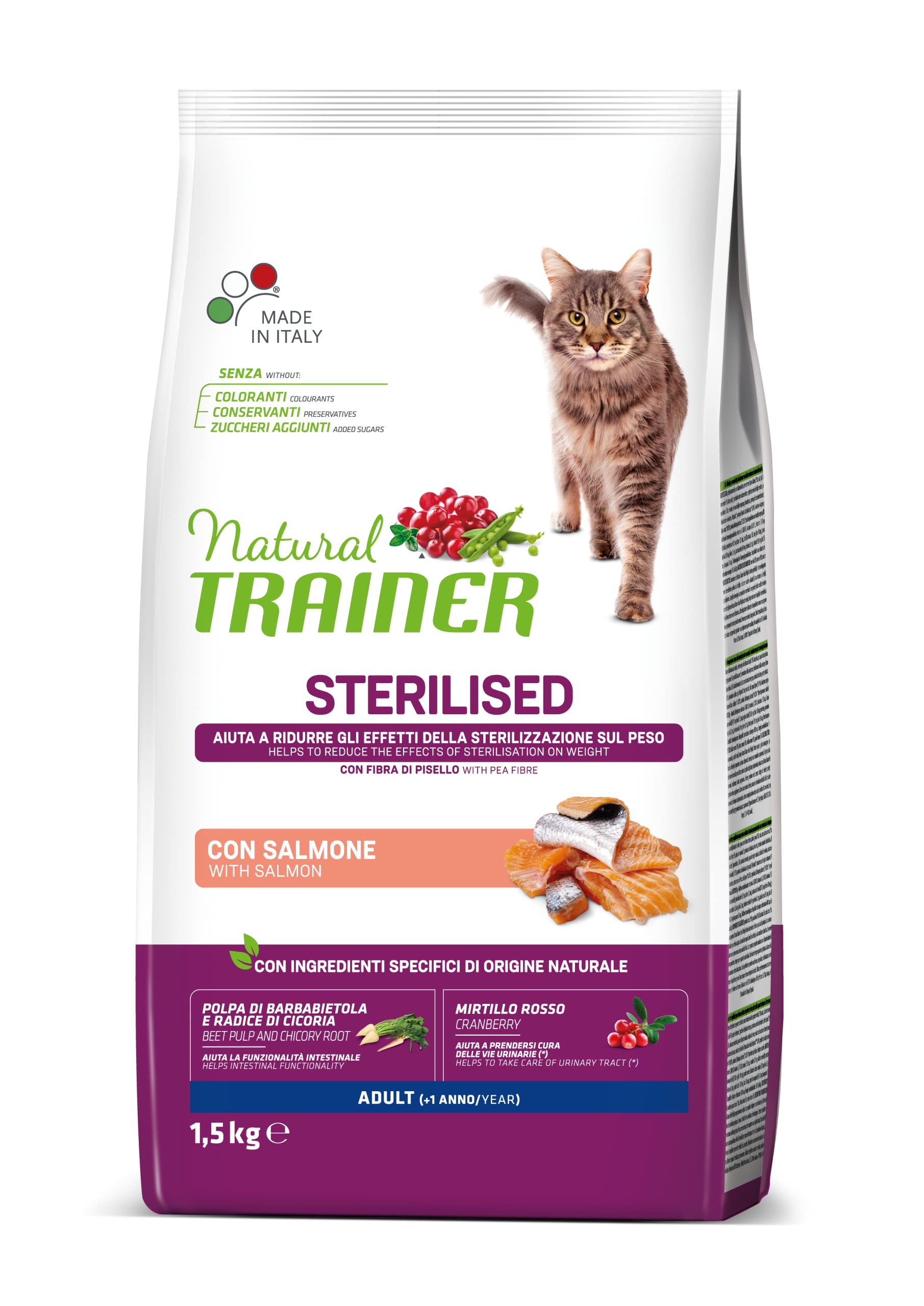 Natural Trainer Cat Adult Sterilised Salmone 1,5 kg