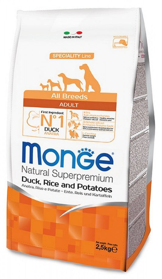 Monge Natural Superpremium All Breeds Adult Monoprotein Anatra con Riso e Patate 2,5KG