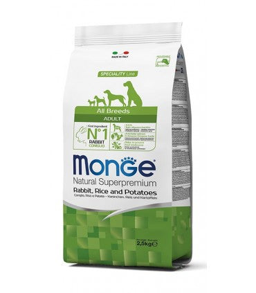 Monge Natural Superpremium All Breeds Adult Monoprotein Coniglio con Riso e Patate 2,5KG