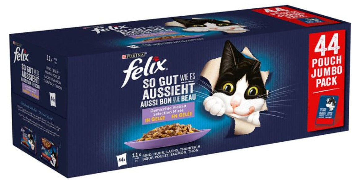 FELIX LE GHIOTTONERIE Multipack Gatto con Pollo, Manzo, Salmone e Tonno 44x85g (44x85 g)