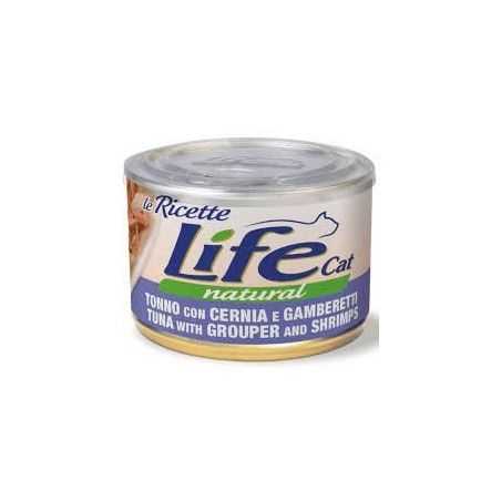straccetti naturali per gatti life cat con tonno cernia e gamberetti da 150gr
