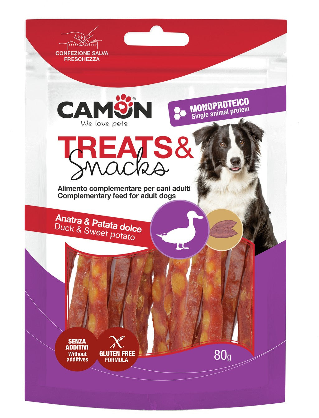 Strips di anatra e patata dolce - snack monoproteico 80gr