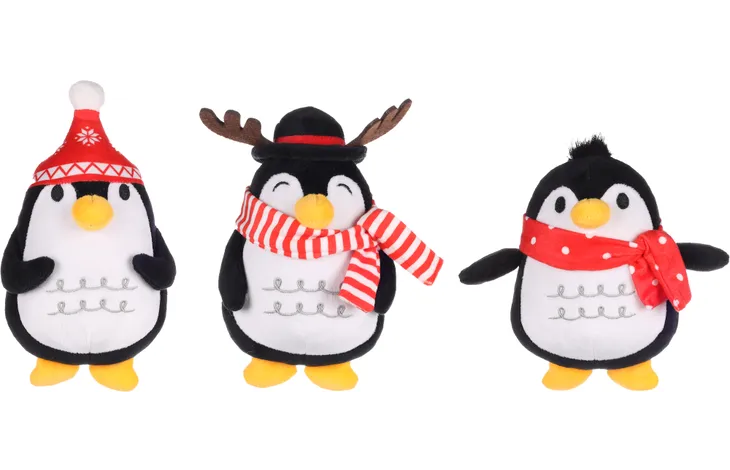 3 pinguini colorati misti natalizi , gioco per cani natalizi