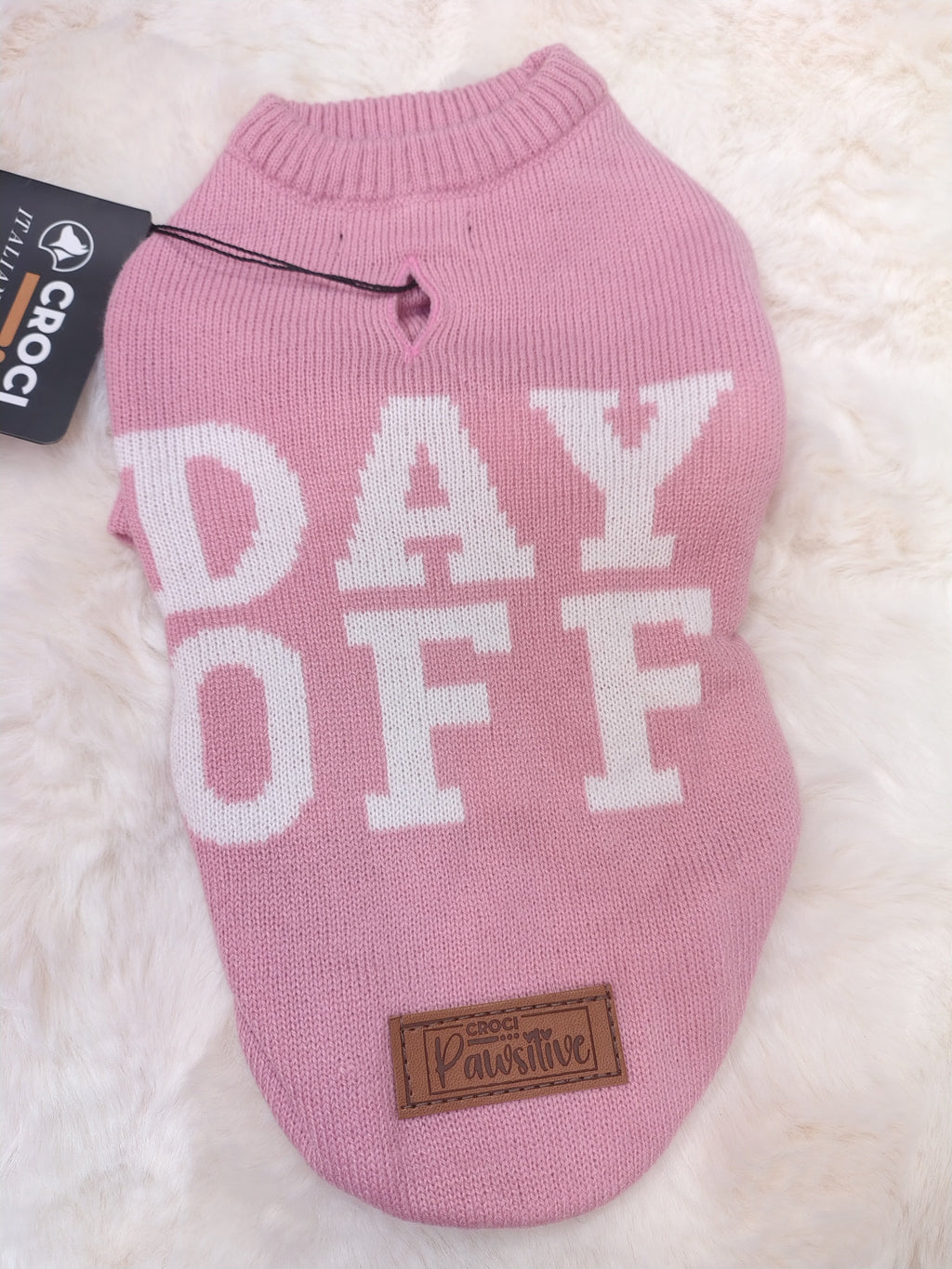 MAGLIONCINO ROSA CON SCRITTA  DAY OFF BIANCA