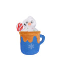 peluche a forma di tazza blu con pupazzo di neve che esce dalla tazza natalizia , gioco per cani morbido